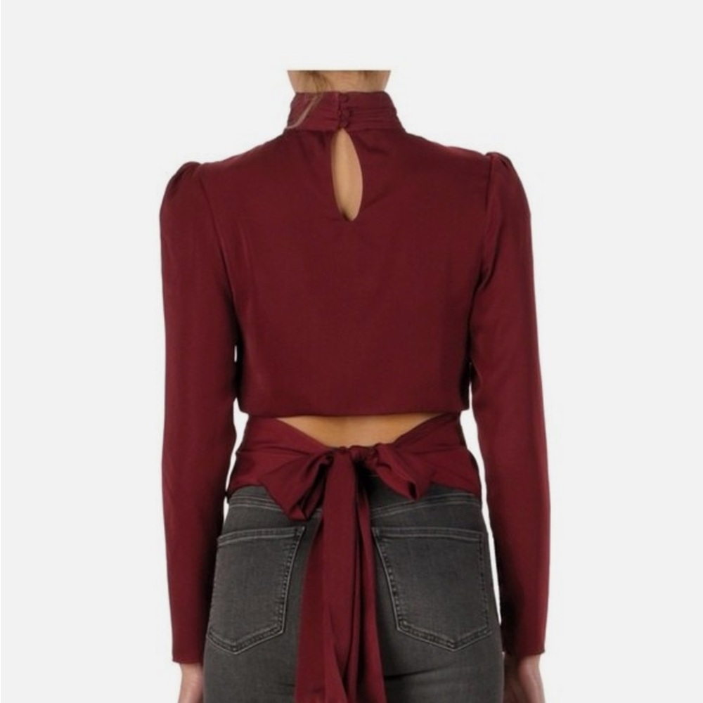 Elan Deep Red, burgandy Tie-Back Blouse